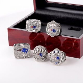 5Pcs NFL New England Patriots Super Bowl Championship ring European and American men's electroplated ring band box - No. 11