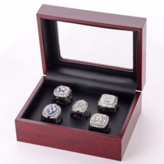 5pcs NFL Super Bowl Cowboys Ring Wooden Box Set Jewelry - No. 12