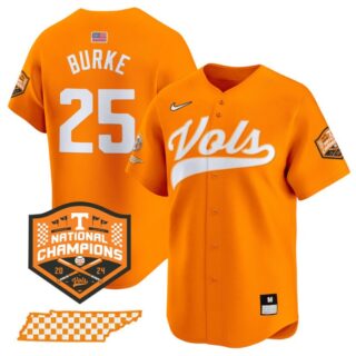 Blake Burke Jersey #25 Tennessee Volunteers Baseball 2024 Champions Vapor Premier Limited Orange