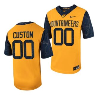 Custom West Virginia Mountaineers Jersey Name and Number Football Game Country Roads Gold