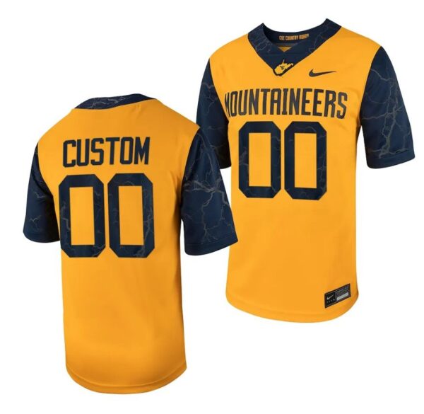 Custom West Virginia Mountaineers Jersey Name and Number Football Game Country Roads Gold