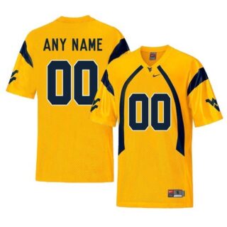 Custom West Virginia Mountaineers Jersey Name and Number NCAA College Football Replica Yellow