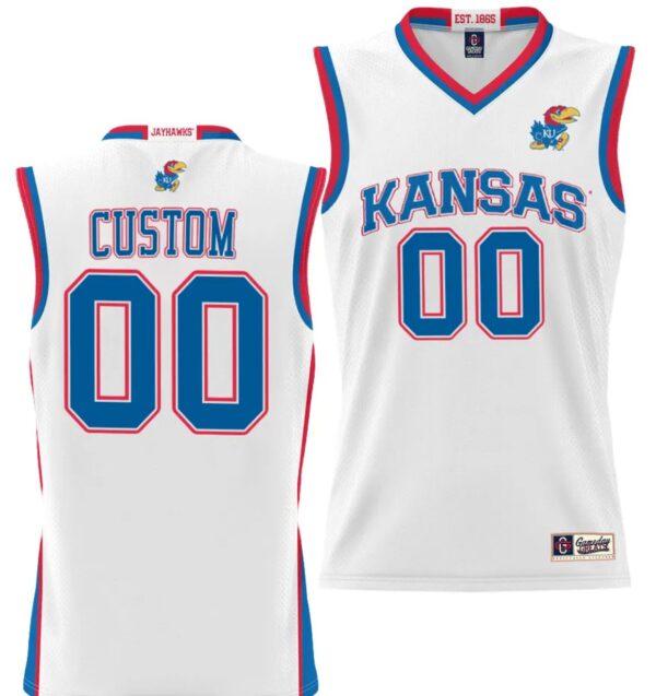 Custom Kansas Jayhawks Jersey Name and Number NIL College Basketball Lightweight White