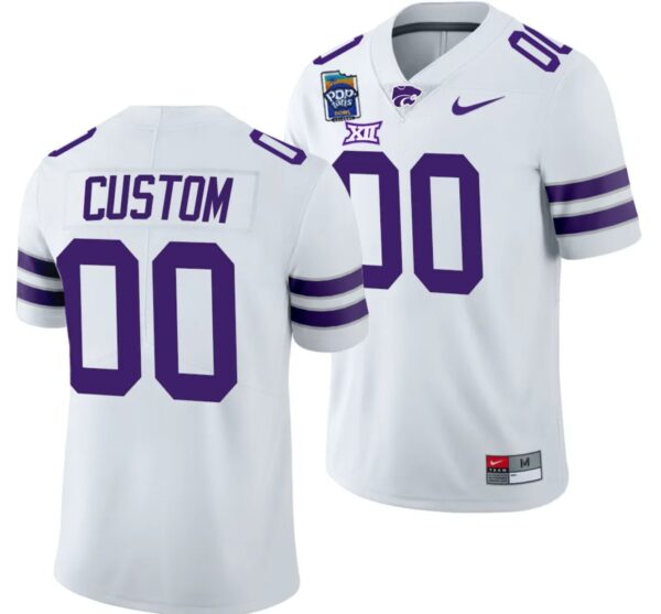 Custom Kansas State Wildcats Jersey Name and Number 2023 Pop-Tarts Bowl Football White