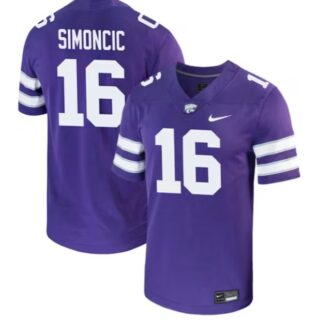 Kellen Simoncic Jersey Purple #16 Kansas State Wildcats Game NCAA College Football