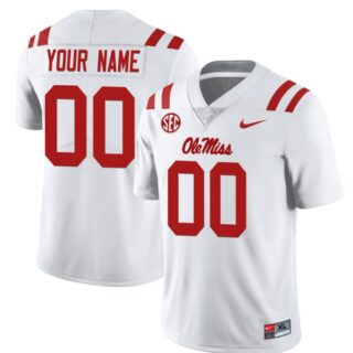 Custom Ole Miss Rebels Jersey Name and Number College Football All Stitched White