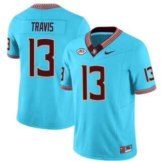 Florida State Seminoles #13 Jordan Travis Jersey Teal College Football Stitched