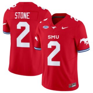 Preston Stone Jersey #2 SMU Mustangs Icy College Football Vapor Limited Red