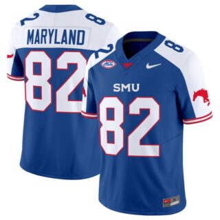 RJ Maryland Jersey #82 SMU Mustangs Icy College Football Vapor Limited Blue Alternate