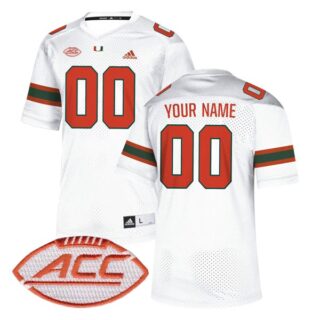 Custom Miami Hurricanes Jersey Name and Number College Football White All Stitched