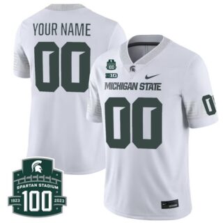Custom Michigan State Spartans Jersey Name and Number College Football White Alternate Game