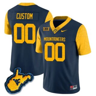 Custom West Virginia Mountaineers Jersey Name and Number College Football Country Roads Navy