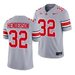TreVeyon Henderson Jersey Ohio State Buckeyes #32 2023 Alternate Gray Limited Football