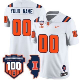 Custom Illinois Fighting Illini Jersey Name and Number Vapor Limited College Football Stitched White