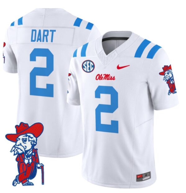 Jaxson Dart Jersey #2 Ole Miss Rebels Vapor Limited College Football Stitched 2024 White