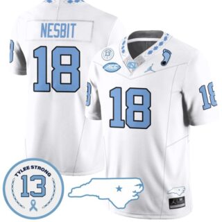 Bryson Nesbit Jersey #18 North Carolina Tar Heels Vapor College Football Stitched White