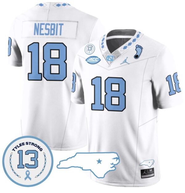 Bryson Nesbit Jersey #18 North Carolina Tar Heels Vapor College Football Stitched White