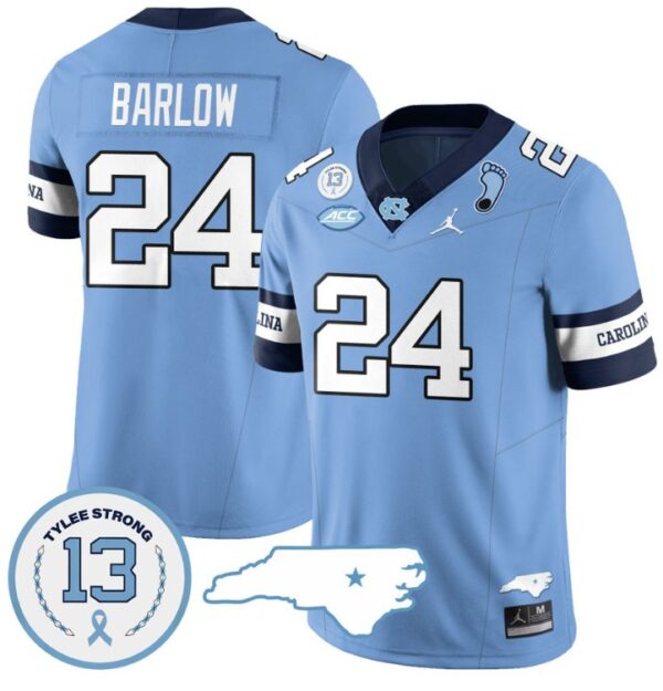 Darwin Barlow Jersey #24 North Carolina Tar Heels Vapor College Football Stitched Alternate Blue