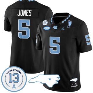 JJ Jones Jersey #5 North Carolina Tar Heels Vapor College Football Stitched Black