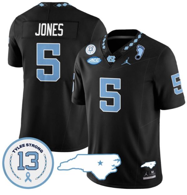 JJ Jones Jersey #5 North Carolina Tar Heels Vapor College Football Stitched Black