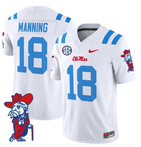 Archie Manning Jersey #18 Ole Miss Rebels Vapor Limited College Football Stitched 2024 White