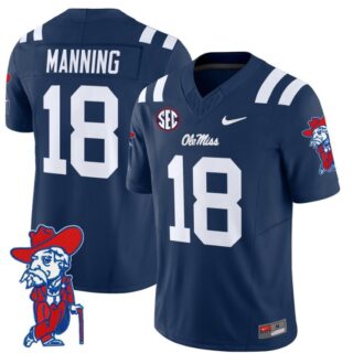 Archie Manning Jersey #18 Ole Miss Rebels Vapor Limited College Football Stitched Navy