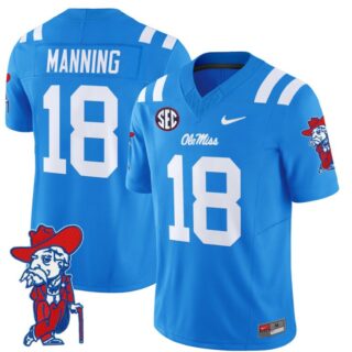 Archie Manning Jersey #18 Ole Miss Rebels Vapor Limited College Football Stitched Powder Blue