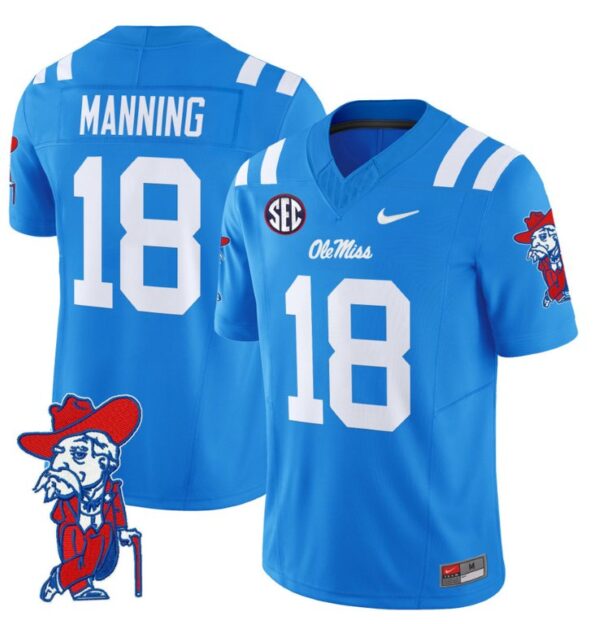 Archie Manning Jersey #18 Ole Miss Rebels Vapor Limited College Football Stitched Powder Blue