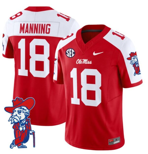 Archie Manning Jersey #18 Ole Miss Rebels Vapor Limited College Football Stitched Red Alternate