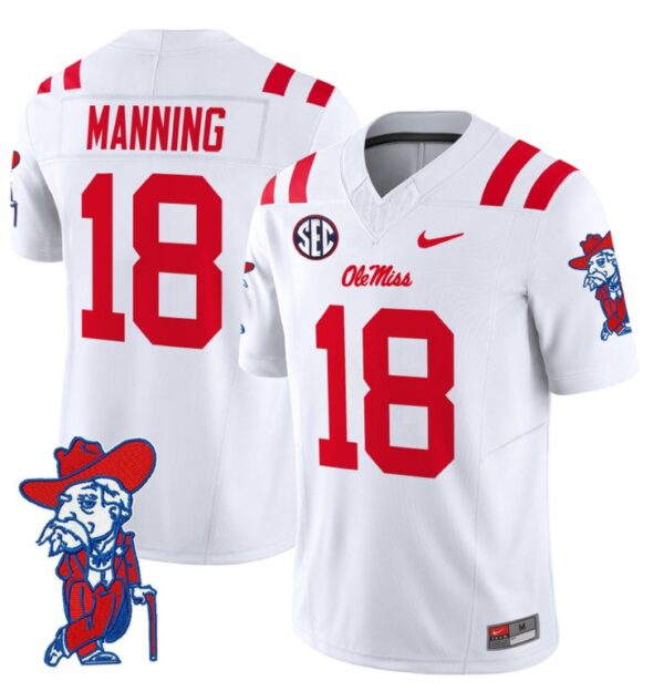 Archie Manning Jersey #18 Ole Miss Rebels Vapor Limited College Football Stitched White