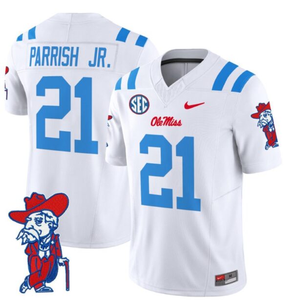 Henry Parrish Jr Jersey #21 Ole Miss Rebels Vapor Limited College Football Stitched 2024 White
