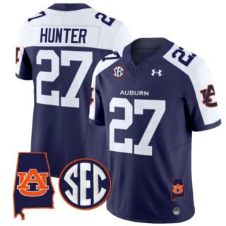 Jarquez Hunter Jersey #27 Auburn Tigers SEC Patch Vapor Limited College Football Navy Alternate