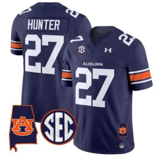 Jarquez Hunter Jersey #27 Auburn Tigers SEC Patch Vapor Limited College Football Stitched Navy