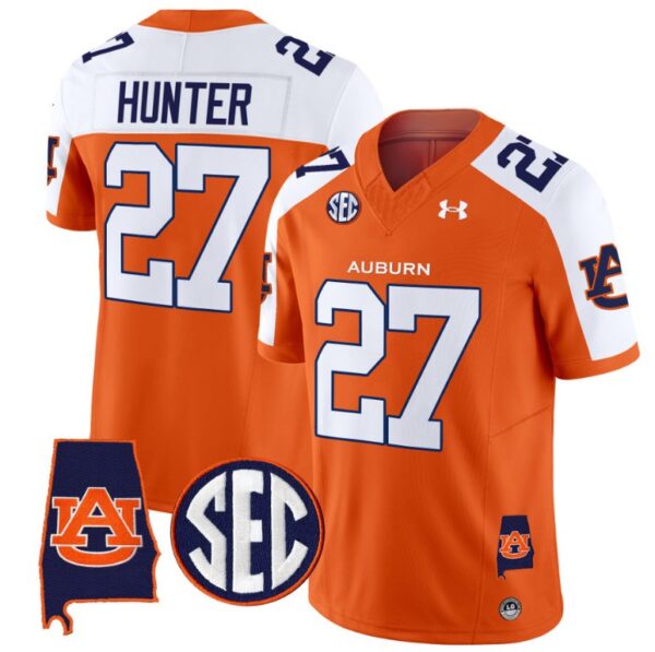 Jarquez Hunter Jersey #27 Auburn Tigers SEC Patch Vapor Limited College Football Orange Alternate