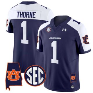 Payton Thorne Jersey #1 Auburn Tigers SEC Patch Vapor Limited College Football Navy Alternate
