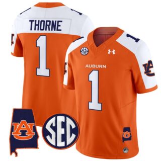 Payton Thorne Jersey #1 Auburn Tigers SEC Patch Vapor Limited College Football Orange Alternate