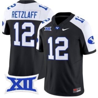 Jake Retzlaff Jersey #12 BYU Cougars Vapor Limited College Football Stitched Black Alternate