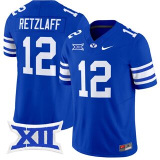 Jake Retzlaff Jersey #12 BYU Cougars Vapor Limited College Football Stitched Royal