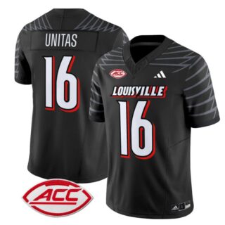 Johnny Unitas Jersey #16 Louisville Cardinals Vapor Football Stitched Black