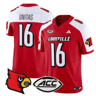 Johnny Unitas Jersey #16 Louisville Cardinals Vapor Football Stitched Red Alternate