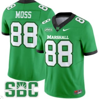 Randy Moss Jersey #88 Marshall Thundering Herd Vapor Limited Football Kelly Green