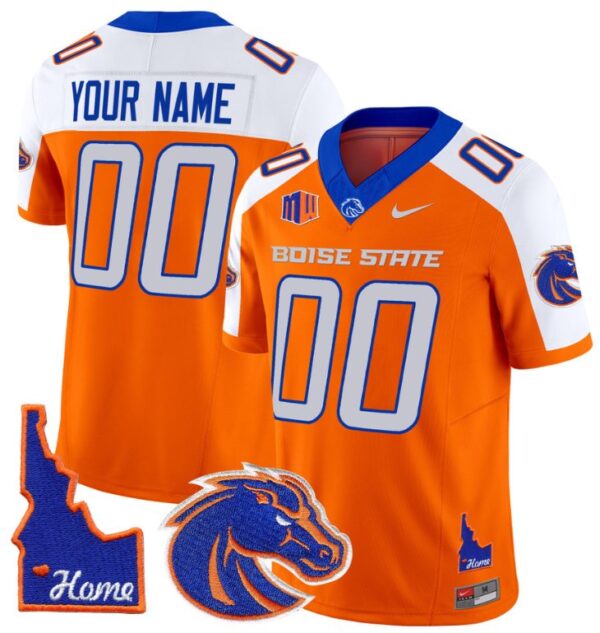 Custom Boise State Broncos Jersey Name, Number Home Patch Vapor Football Orange Alternate