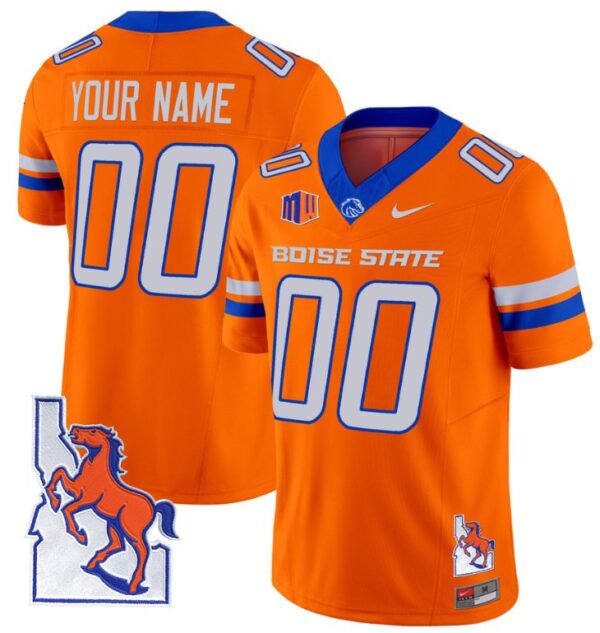 Custom Boise State Broncos Jersey Name, Number Map Patch Vapor Football Orange