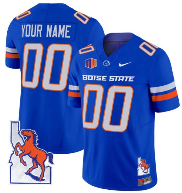 Custom Boise State Broncos Jersey Name, Number Map Patch Vapor Football Royal