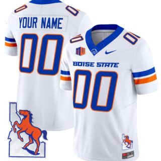 Custom Boise State Broncos Jersey Name, Number Map Patch Vapor Football White