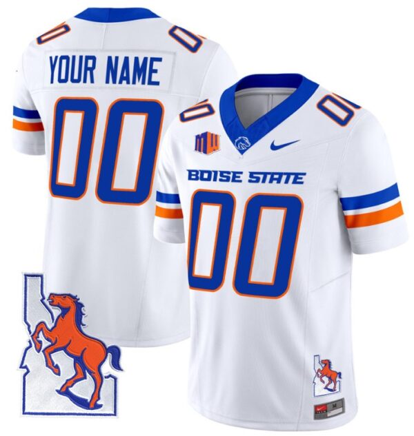 Custom Boise State Broncos Jersey Name, Number Map Patch Vapor Football White