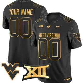 Custom West Virginia Mountaineers Jersey Name, Number Gold Vapor Football Black Gold