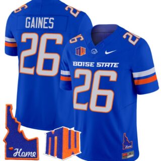 Sire Gaines Jersey #26 Boise State Broncos 2024 Home Patch Vapor Football Royal