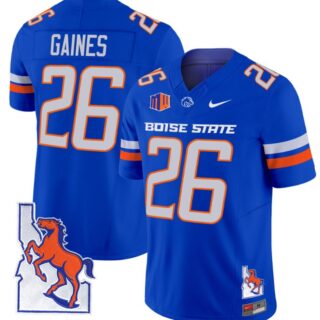 Sire Gaines Jersey #26 Boise State Broncos 2024 Map Patch Vapor Football Royal