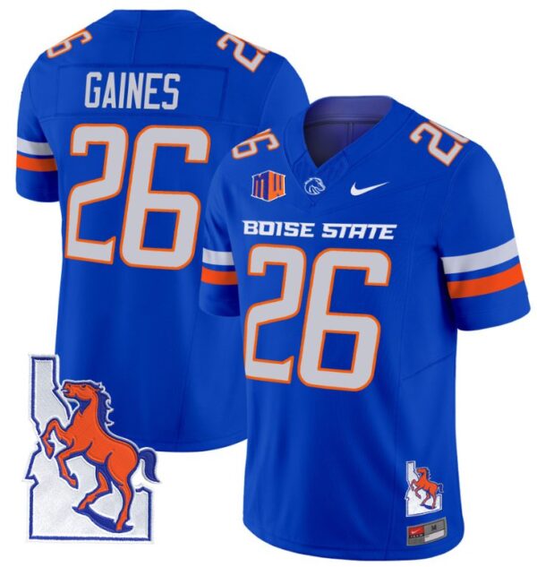 Sire Gaines Jersey #26 Boise State Broncos 2024 Map Patch Vapor Football Royal